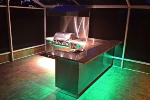 outdoor grill with green led lighting